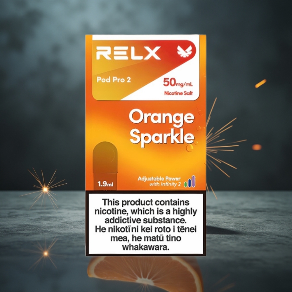RELX Pod Pro 2 600 puffs 5% nicotina 1.9ml Brilho Laranja Eco/Smooth/Boost Mode