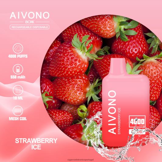 Cigarro Eletrônico Vape - Aivono AIM BOXX 4000 gelo de morango FR2FJJ226