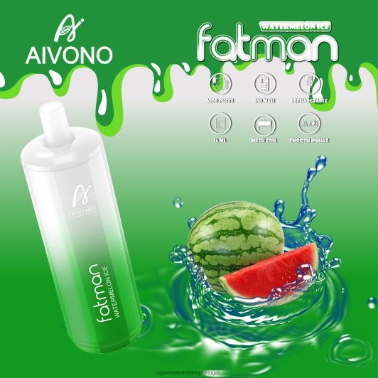 Cigarro Eletrônico Vape - Aivono FATMAN 6800 gelo de melancia FR2FJJ28