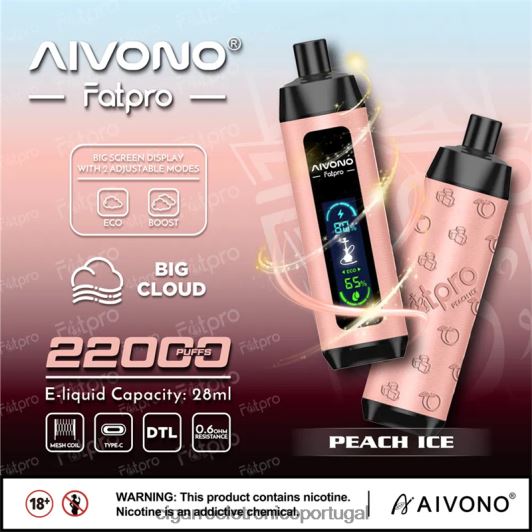 Cigarro Eletrônico - Aivono Fatpro 22.000 gelo de pêssego FR2FJJ5