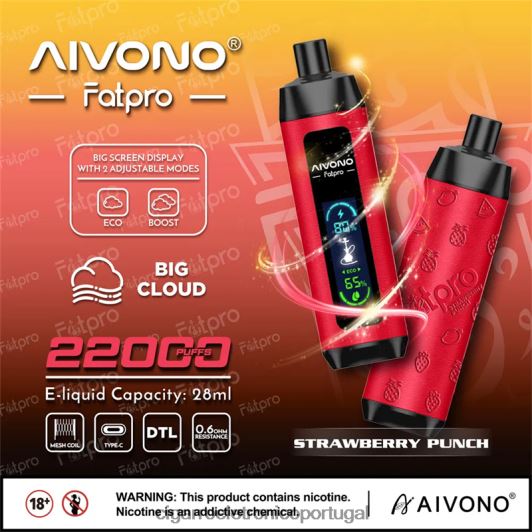 Loja De Cigarro Eletronico Portugal - Aivono Fatpro 22.000 ponche de morango FR2FJJ8
