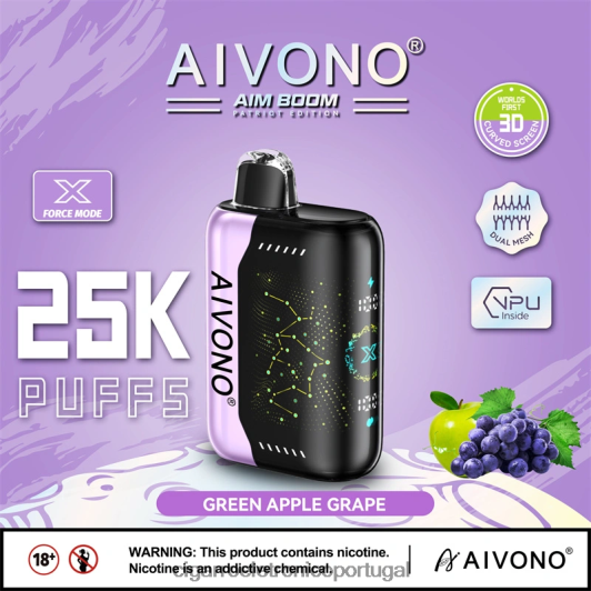 Cigarro Eletrônico - Aivono AIM BOOM 25.000 uva maçã verde FR2FJJ346