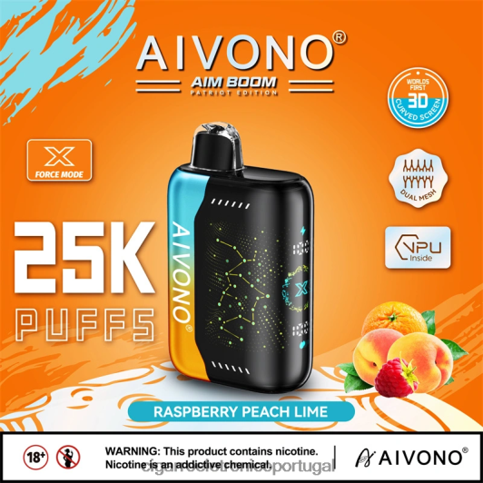 Loja Cigarro Eletronico Portugal - Aivono AIM BOOM 25.000 framboesa pêssego limão FR2FJJ350
