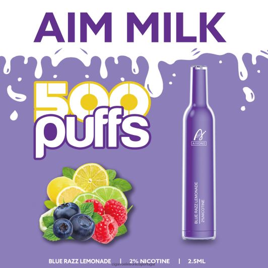 Cigarro Eletrônico Descartável Atacado - Aivono AIM MILK 500 limonada razz azul FR2FJJ264