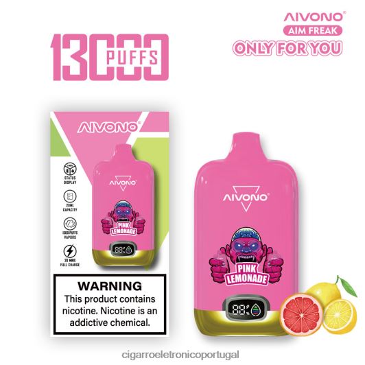 Importação Cigarro Eletrónico Portugal - Aivono AIM FREAK 13.000 limonada rosa FR2FJJ249