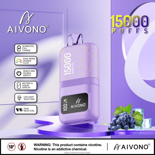 Cigarro Eletrônico - Aivono AIM magic 15.000 gelo de uva FR2FJJ60