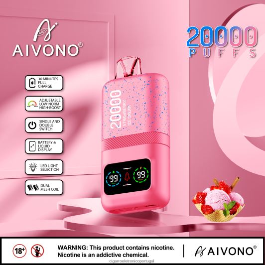 Cigarro Eletrónico Portugal - Aivono AIM magic 20.000 sorvete de morango FR2FJJ80
