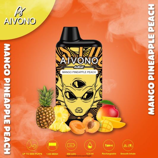 Cigarro Eletrônico Descartável Atacado - Aivono AIM MAGIC cigarro de caixa de 5800 bocas manga abacaxi pêssego FR2FJJ88