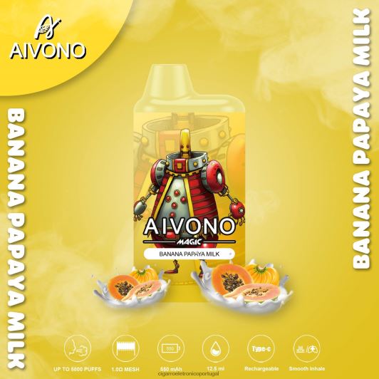Cigarro Eletrônico Vape - Aivono AIM MAGIC cigarro de caixa de 5800 bocas leite de banana com mamão FR2FJJ94