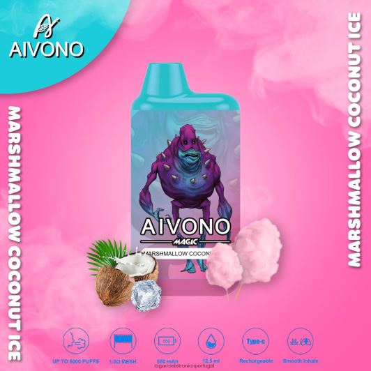 Importação Cigarro Eletrónico Portugal - Aivono AIM MAGIC cigarro de caixa de 5800 bocas gelo de coco com marshmallow FR2FJJ95
