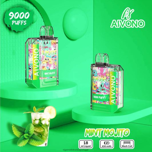 Cigarro Eletrônico Descartável Atacado - Aivono AIM XXL Adesivo de boca 9000 transparente mojito de menta FR2FJJ55