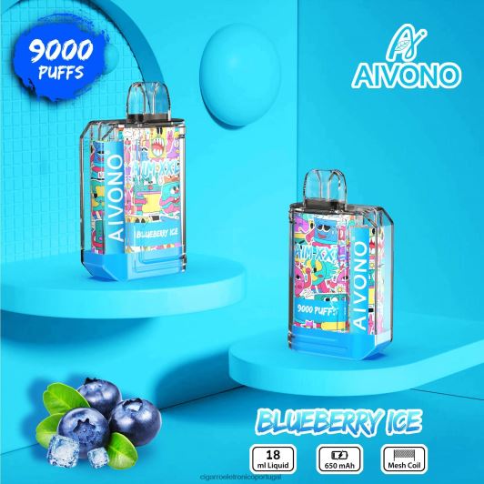 Cigarro Eletrônico Vape - Aivono AIM XXL Adesivo de boca 9000 transparente gelo de mirtilo FR2FJJ50
