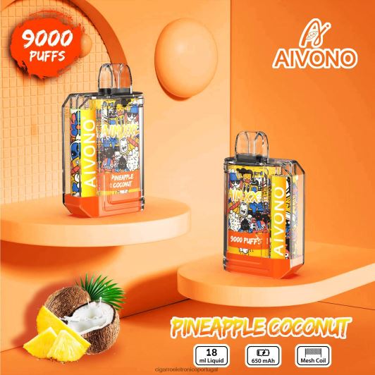 Loja De Cigarro Eletronico Portugal - Aivono AIM XXL Adesivo de boca 9000 transparente coco abacaxi FR2FJJ52
