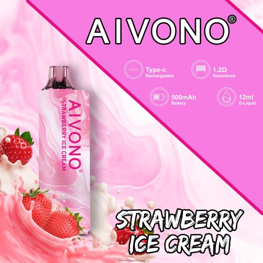 Cigarro Eletrônico Vape - Aivono AIM GUN 7.000 sorvete de morango FR2FJJ105