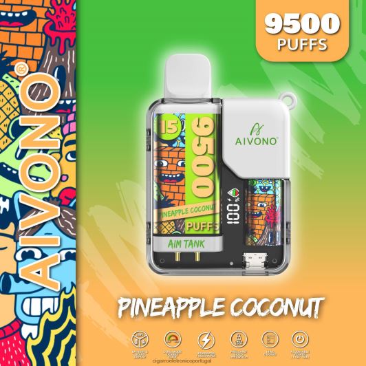 Importação Cigarro Eletrónico Portugal - Aivono AIM TANK 9500 coco abacaxi FR2FJJ40