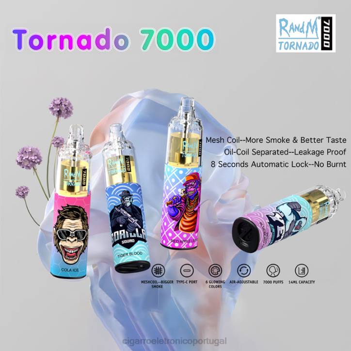vaporizador de ervas atacado RB641 descartável RandM Tornado 7.000 5%