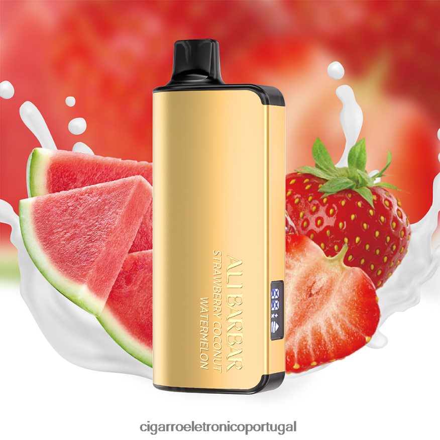 Cigarro Eletrônico Vape - Alibarbar Ingot 9000 vapores descartáveis melancia de coco com morango 4H6N0224