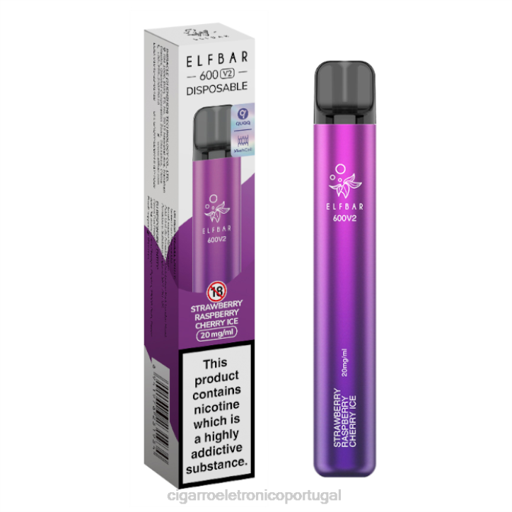 cigarro eletrónico comprar online RB64296 sorvete de morango framboesa cereja ELFBAR 600V2 20mg