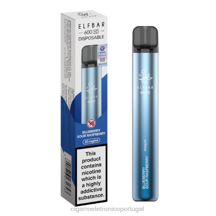 cigarro eletrônico vape RB64278 framboesa azeda de mirtilo ELFBAR 600V2 20mg