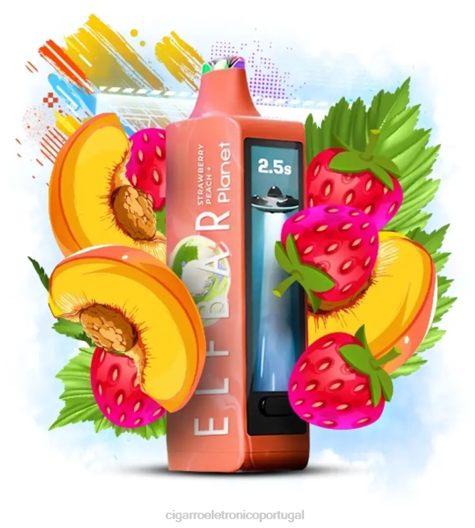 Cigarro Eletrônico Vape - pêssego morango Elf Bar Planet 25.000 R880828
