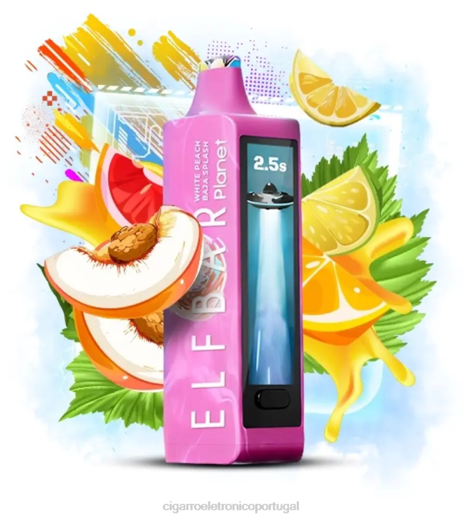 Loja Cigarro Eletronico Portugal - respingo de pêssego branco baja Elf Bar Planet 25.000 R880820