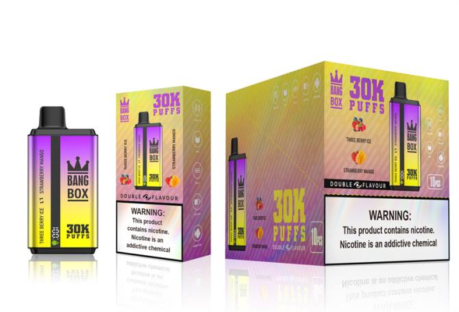 Cigarro Eletrônico - Bang Box 30.000 baforadas sabores duplos gelo de três frutas vermelhas e manga de morango 8T6067