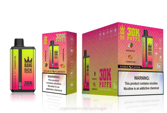 Cigarro Eletrônico Descartável Atacado - Bang Box 30.000 baforadas sabores duplos gelo de melancia e kiwi de morango 8T6062