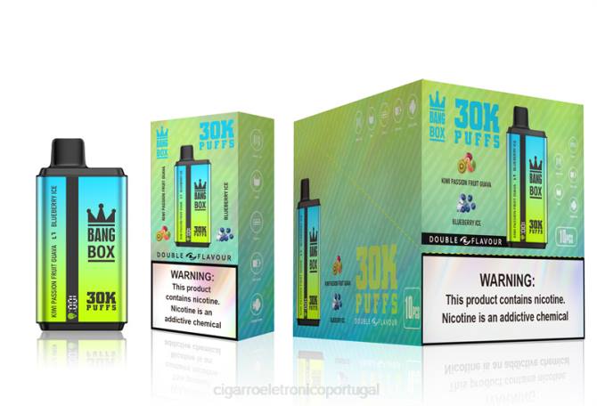 Cigarro Eletrónico Portugal - Bang Box 30.000 baforadas sabores duplos kiwi, maracujá, goiaba e sorvete de mirtilo 8T6065