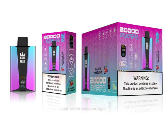 Importação Cigarro Eletrónico Portugal - Bang Box Tela inteligente de 30.000 baforadas pomgerante de mirtilo 8T6080