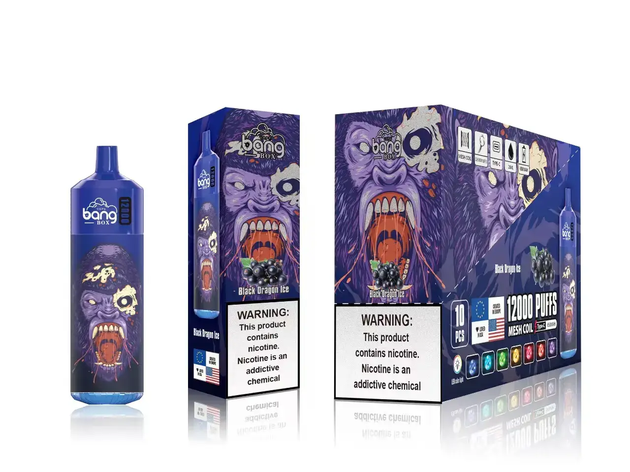 cigarro eletrónico preço portugal RB64123 gelo do dragão negro Bang Box 12.000 baforadas