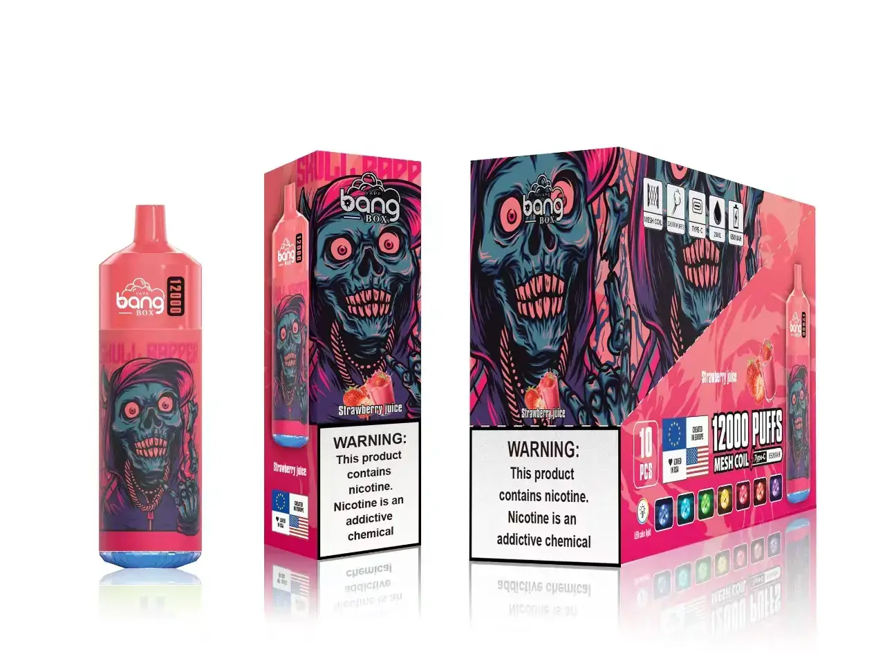 importação cigarro eletrónico portugal RB64120 suco de morango Bang Box 12.000 baforadas