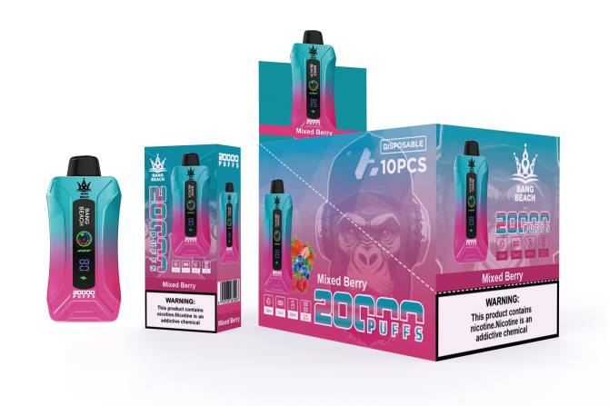 Cigarro Eletrônico - Bang Beach Vape de tela inteligente de 20.000 sopros baga mista 8T605