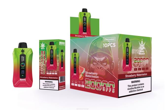 Cigarro Eletrónico Portugal - Bang Beach Vape de tela inteligente de 20.000 sopros melancia morango 8T603
