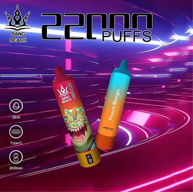 Cigarro Eletrónico Preço Portugal - Bang Beach Tela inteligente de 22.000 baforadas manga pêssego 8T6024