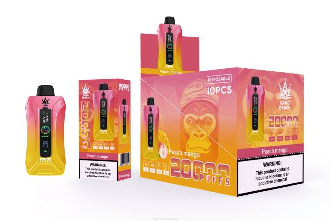 Cigarro Eletrónico Preço Portugal - Bang Beach Vape de tela inteligente de 20.000 sopros manga pêssego 8T602