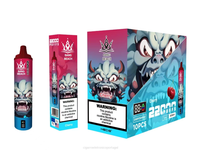 Cigarro Eletrônico Vape - Bang Beach Tela inteligente de 22.000 baforadas cereja 8T6017
