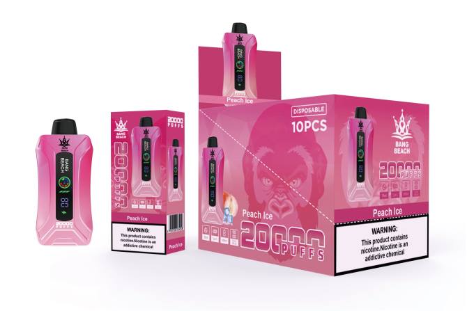 Loja Cigarro Eletronico Portugal - Bang Beach Vape de tela inteligente de 20.000 sopros gelo de pêssego 8T609