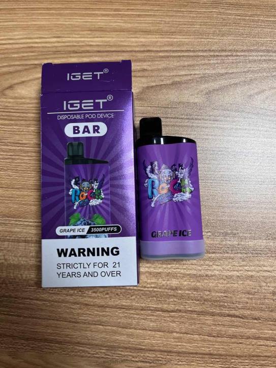 cigarro eletrônico vape RB6488 gelo de uva IGET BAR 3500 5% de nicotina
