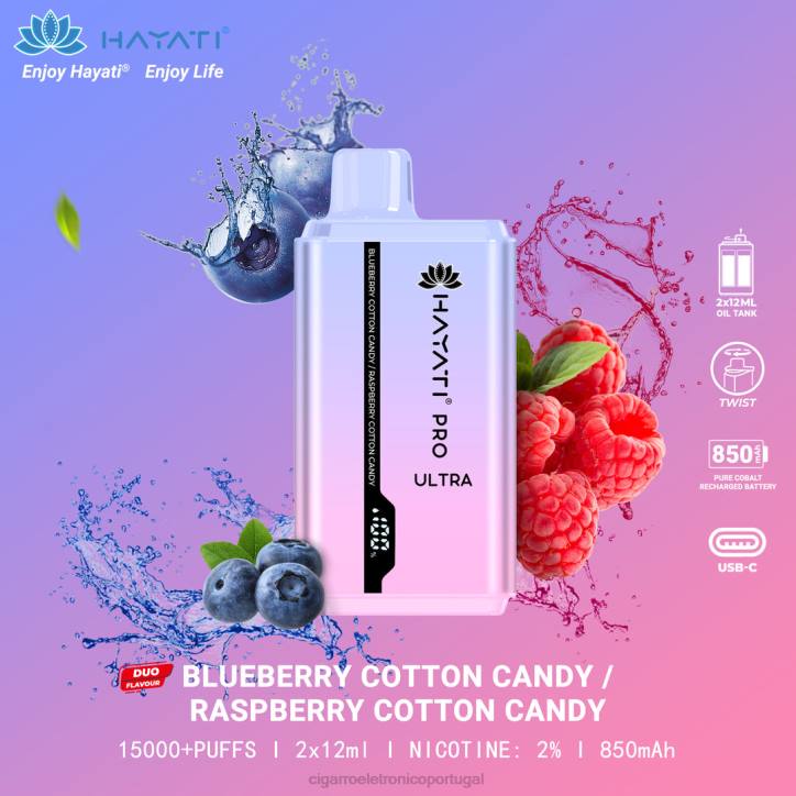 cigarro eletrónico iqos RB64225 algodão doce de mirtilo/algodão doce de framboesa Hayati Pro Ultra