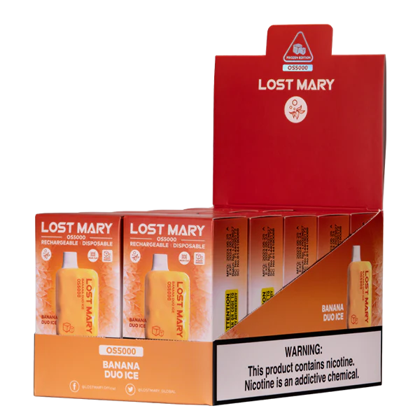 cigarro eletrônico RB64107 gelo duo de banana LOST MARY OS5000