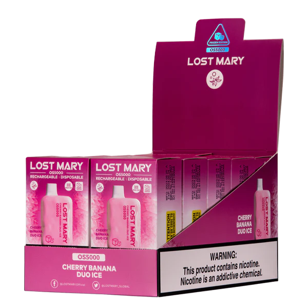 cigarro eletrônico vape RB64108 gelo duo cereja banana LOST MARY OS5000