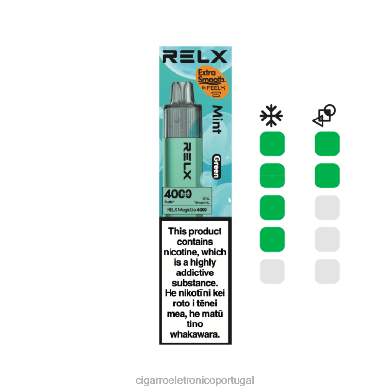 Cigarro Eletrónico Comprar Online - hortelã (verde) RELX MagicGo 4000 vapores descartáveis NL2684