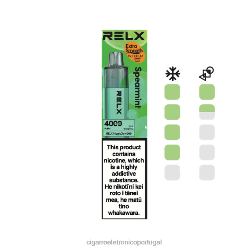 Cigarro Eletrónico Portugal - hortelã RELX MagicGo 4000 vapores descartáveis NL2683