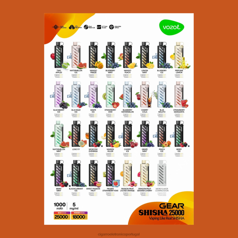 Vaporizador De Ervas Atacado - VOZOL shisha de engrenagem 25000 multi V6VXN1